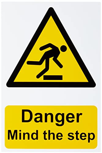 Scan SCA1105 Self adhesive PVC sign - Danger Mind the step - White, 200 x 300mm