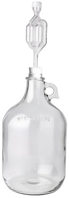 FastRack 1 gal Glass Wine Fermenter, INCLUDES Rubber Stopper and Twin Bubble Airlock, Multicolor (B014T3LHFA)