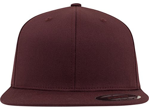 Flexfit Unisex 6277FV-Flexfit Flat Visor Kappen, Maroon, L/XL