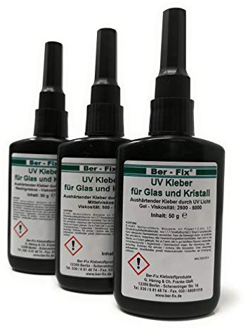 Ber-Fix UV Kleber - Set zum Kennenlernen in drei verschiedene Viskositäten (3 x 50 g)