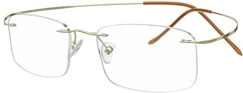 Eyekepper Lesebrille Titan Randlos +2,00 Gold Damen Herren | Ultraleichter Titanrahmen, rahmenlose Konstruktion, komfortabel beim Lesen, modernes Design für Frauen und Männer im Alltag