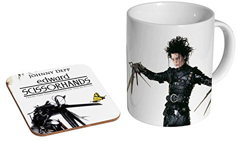 Edward Scissorhands Johnny Depp Kaffeetasse und Untersetzer aus Keramik