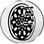 S.B.J - Sportland Pokal/Medaille Emblem, Motiv Dart, Durchmesser 50 mm, Silber