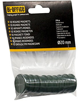 Bi-Silque Bi-Office 20 mm Round Magnet - Green (Pack of 10)