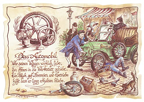 Die Staffelei Geschenk KFZ-Mechaniker (20 cm x 14,8 cm) | Witziges Gedicht mit liebevoller Zeichnung auf hochwertigem Papier/besondere Geschenkidee