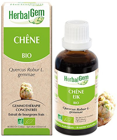 HERBALGEM - Macérât-Mère - Chêne Bio - Complément Alimentaire Gemmothérapie Concentrée - Extrait De Bourgeon Frais - Pour Santé De La Peau, Santé Des Voies Respiratoires Hautes - Vegan - 30 ml