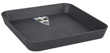 Elho Loft Urban Soucoupe Carrée 22 - Soucoupe pour Extérieur - Ø 22.0 x H 3.1 cm - Noir/Anthracite
