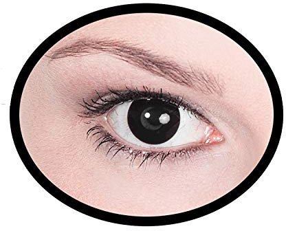 Farbige Halloween Kontaktlinsen schwarz Hexe ohne Sehstärke, 1 Paar (2 Stück) Wochenlinsen / 7-Tage-Linsen weich deckend Funlinsen blind Horror Karneval