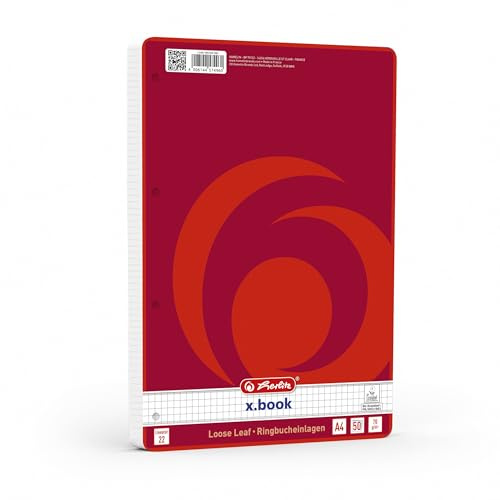 herlitz Ringbucheinlagen A4 kariert ohne Rand, 50 Blatt , 70 g/m² Papier, abgerundete Ecken, gelocht, 1 Stück