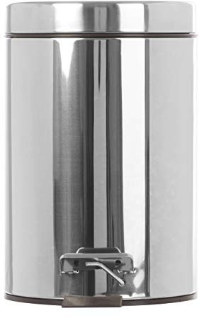 Premier Housewares Pedal Bin Silver Kitchen Bin Stainless Steel Bathroom Bin Pedal Push Kitchen Bins Recycling Bins 3 L