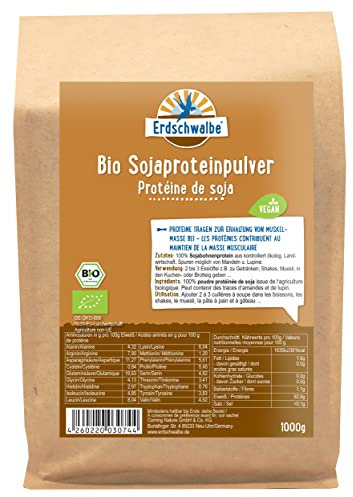 Erdschwalbe Bio Sojaprotein - GMO-frei - Veganes Eiweißpulver - 1 Kg