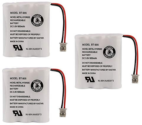 Uniden BT-905 Rechargeable Cordless Handset Phone Battery 3.6V 600mAh NiMH (3-Pack)