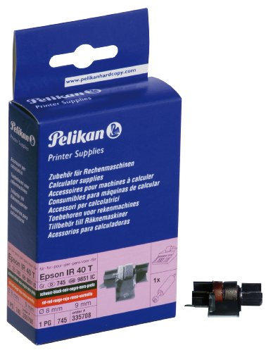 Pelikan Farbrolle Gruppe 745 Ink Roll für Epson IR 40 T, 8 x 9 mm, schwarz/rot