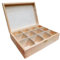 Plain Wooden Tea Bag Box with 12 compartments, Unpainted Case with Clasp, Pine Wooden Box, Unique Gift Trendy Art and Craft Project, Storage Solution with Removable Divider, Tea Bag Holder Case