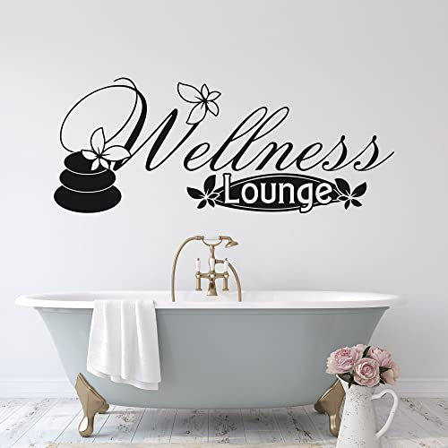 GRAZDesign Wandtattoo Badezimmer Wellness Lounge, Aufkleber Bad Deko, Wandsticker selbstklebend Wanddeko für Fliesen, Schrank und Wand, 100x40cm, 070 schwarz