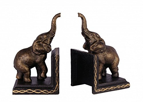 2-er Set Buchstützen Figur Skulptur Elefanten Rüssel Zirkus Dekoration Gusseisen