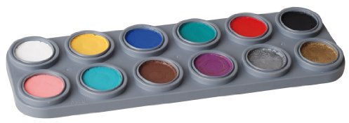 Grimas Profi Schminke, Water-Make-Up Palette A mit 12 Farben, hochwertige deckende wischfeste Schminke