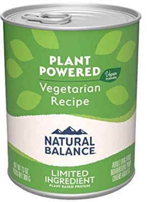 Natural Balance Limited Ingredient Adult Wet Canned Dog Food with Vegan Plant Based Protein and Healthy Grains, Vegetarian Recipe, 13 Ounce (Pack of 12)