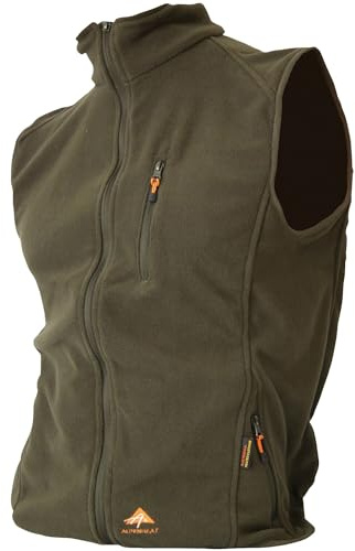 Alpenheat beheizte Fleece Weste, Farbe Oliv, ideal zum unterziehen, Heizelement im Rückenbereich, waschbar