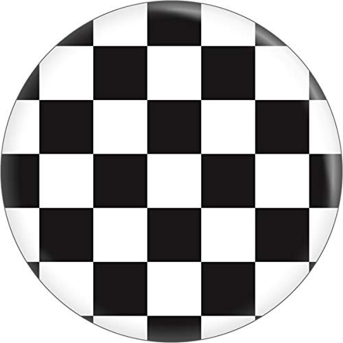 Ska Checkers (Schwarz auf Weiß) – 2,5 cm Knopf/Anstecknadel, schwarz, weiß, 1 Round