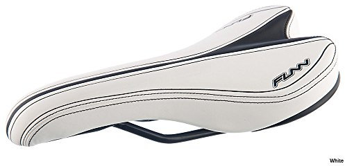Funn Launch II Sillín de Bicicleta de Montaña con Raíles de CrMo Ligeros, Asiento de Bicicleta Cómodo y Duradero, Sillín de Bicicleta Cubierto de PVC Resistente (Blanco)