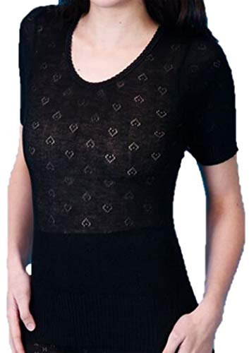 Snowdrop Ladies Black Thermal Short Sleeve Top M