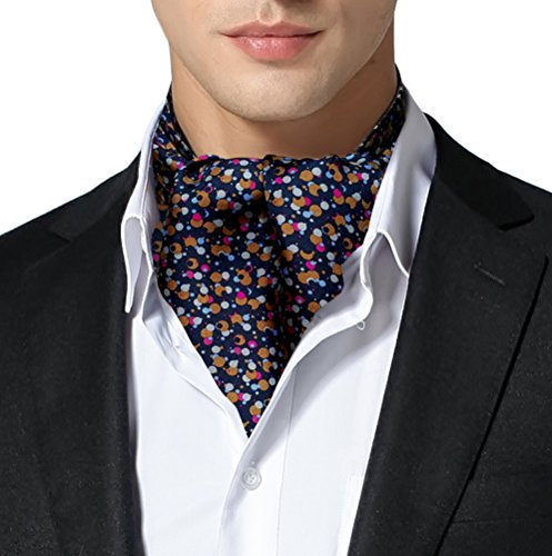 Remo Sartori - Ascot Uomo Doppia Pala In Seta Fantasia Multicolor, Made In Italy (Fucsia)