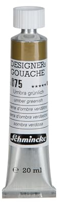 Schmincke - Designers Gouache, Umbra grünlich, 20 ml-Tube, 25 675 007, streifenfreier Auftrag, maximal deckend, farbintensiv und samtmatt