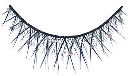 Eulenspiegel 000946 - Künstliche Wimpern, Schwarz gekreuzt, mit Glitzer, 1 ml Spezial-Wimpernkleber, Anleitung, für Karneval, Mottoparty