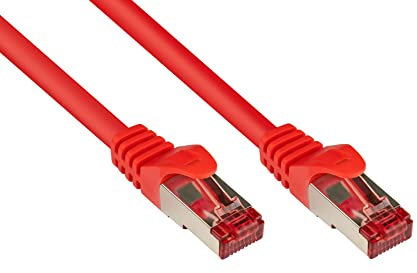 Good Connections Cat. 6 Ethernet LAN Patchkabel mit Rastnasenschutz RNS, S/FTP, PiMF, PVC, 250Mhz, Gigabit-fähig (10/100/1000-Base-T Ethernet Netzwerke), für Patchfelder, Patchpanels, Switch, Router, Modems, rot, 25m