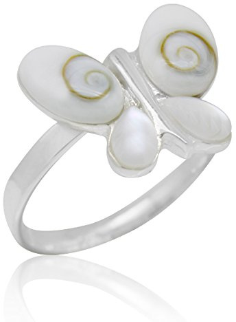 Chic-Net Shivaauge Schmetterling Perlmutt Ring 925er Silber glänzend Shiva Auge verstellbar