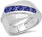 Dazzlingrock Collection 1,00 Karat (ctw) runder Tansanit-Ring für Herren, Kanalfassung, 5 Steine, Jahrestag, Hochzeit, 1 Karat, Sterlingsilber, Sterling Silber, Tansanit