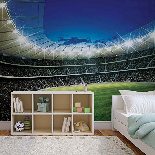 Fototapete Kinderzimmer Junge Fußball Stadion Tapete Wandatapete Motivtapeten (368cm x 254cm)