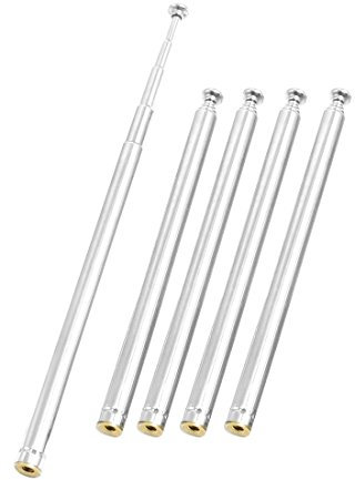 sourcing map 5 Sections Telescopic Antenna, 12 Inches 310mm Long AM FM Radio Telescoping Antenna for FM Radio TV, 5 Pcs Communications Antenna for Home Theater, Silver Tone