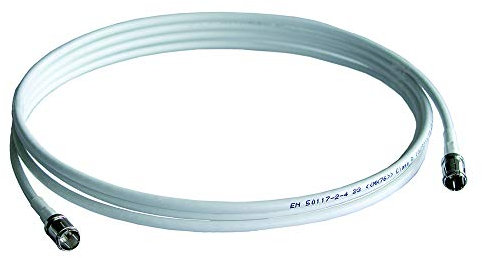 Wisi Daten-Anschlusskabel DS 35 0050 mit F-Quick/F-Quick-Stecker – 3-fach geschirmtes Patchkabel, Klasse A, >85dB – Für DVB-T, DVB-T2, DVB-C, DVB-S & DVB-S2 – Ø 5mm, 0,5m, weiß