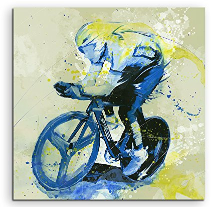 Paul Sinus Art Radsport I 60x60cm SPORTBILDER Splash Art Wandbild Aquarell Art