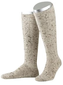 Lusana Herren Trachtenstrümpfe Trachten - Kurzhosenstrumpf Bamberg Tweed, Gr. 44/45, Beige (mittelbeige meliert 9)