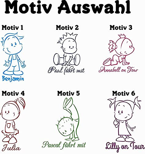 A&D Foliendesign Babyaufkleber Kinderaufkleber mit eigenem Spruch Wunschtext (Motiv, Schrift & Farbwahl)