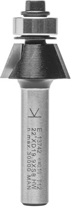 ENT 13742 Fasefräser HW, Schaft (S) 8 mm, Durchmesser (D) 19,9 mm, NL 9,5 mm, E 22,5°, SL 32 mm, mit Kugellager