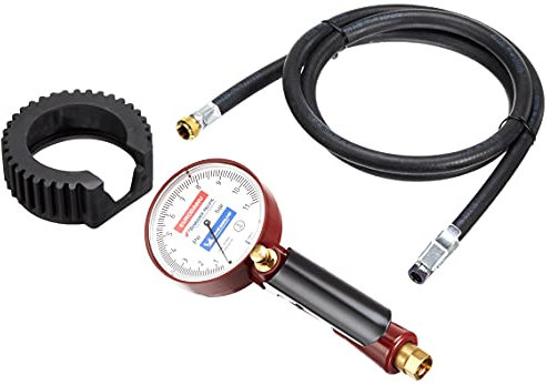 Schrader – Pistola para inflado de neumáticos (presión de 0.7 – 11 bar), profesional, fabricada bajo licencia de Michelin, con manómetro de Ø 80 mm, manguera de 1.5 m