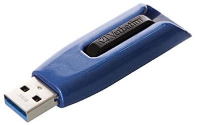 Verbatim Store 'n' Go V3 MAX USB-Stick, USB-3.2 Gen 1, 64GB, Speicherstick mit Schiebemechanismus, SuperSpeed-Schnittstelle, externer Speicher für Laptop Notebook & Co, blau/schwarz