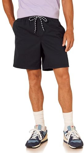 Amazon Essentials Short de Marche avec Cordon de Serrage, Entrejambe de 20cm, Coupe Décontractée (Disponible en Grandes Tailles) Homme, Noir, XL