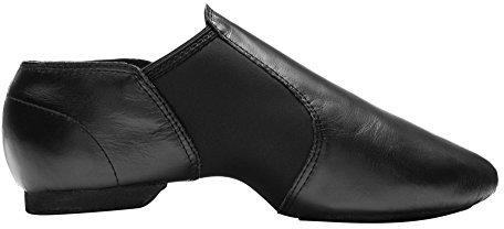 1250 Jazz Gymnastik Sport Aerobic Pilates Tanz Schuh Sneaker elastischer Schlupfschuh Leder geteilte Sohle, Schwarz, 41.5 EU