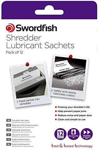 Swordfish Shredder Oil Lubrication Sachets - Suitable for All Paper Shredders (Pack of 12) ref 40015 (2)