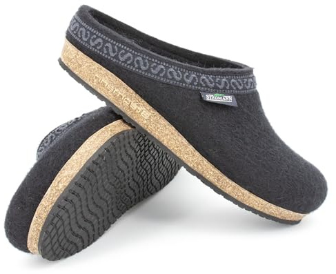 Stegmann 108 Filz-Clogs für Damen & Herren - Pantoffel mit Kork Sohle - Made in Tirol Black, 43