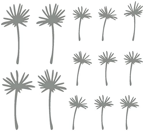 Samunshi® Pusteblume Schirmchen Wandtattoo 4 mal 11cm + 9 mal 7cm mittelgrau