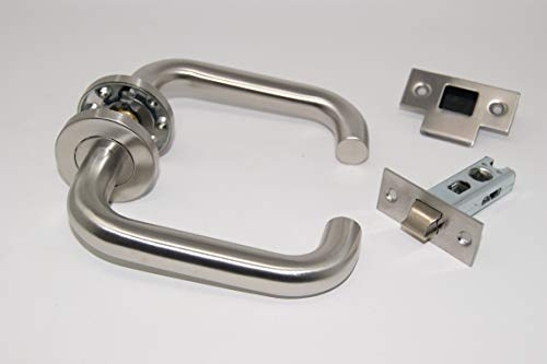 ArcWare Architectural Limited D Shape Lever Door Handle Latch Set - Satin Stainless Steel