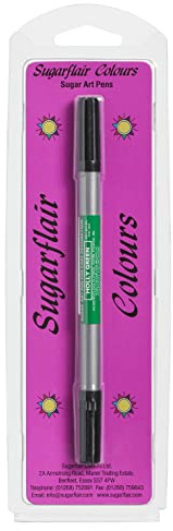 Sugarflair Holly Green Edible Food Decorating Pen - Dual Tip Food Pens for Writing Messages & Drawing On Sugar Paste, Marzipan, Frosting Or Any Other Dry Smooth Surface