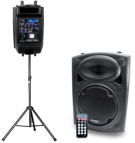 Ibiza Enceinte DJ amplifiée 8 20cm 200W USB/SD/BT+ Pied