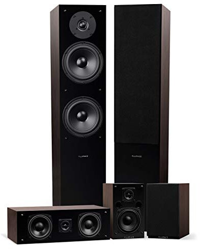 Fluance Elite High Definition Surround Sound Home Theater 5.0 Channel Speaker System including Floorstanding Towers, Center Channel and Rear Surround Speakers - Natural Walnut (SXHTBW)